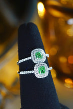 Load image into Gallery viewer, LUOWEND 18K White Gold Real Natural Green Diamond Ring for Women