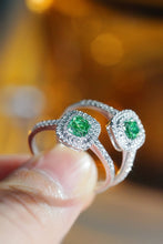 Load image into Gallery viewer, LUOWEND 18K White Gold Real Natural Green Diamond Ring for Women
