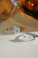Load image into Gallery viewer, LUOWEND 18k White Gold Real Natural Green Diamond Ring for Women