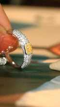 Load image into Gallery viewer, LUOWEND 18K White Gold Real Natural Yellow Diamond Ring for Women