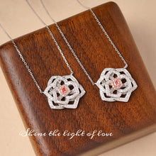 Load image into Gallery viewer, LUOWEND 18K White Gold Real Natural Pink Diamond Pendant Necklace for Women