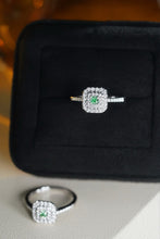 Load image into Gallery viewer, LUOWEND 18k White Gold Real Natural Green Diamond Ring for Women