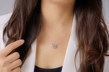 Load image into Gallery viewer, LUOWEND 18K White Gold Real Natural Pink Diamond Pendant Necklace for Women