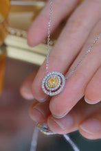 Load image into Gallery viewer, LUOWEND 18K White Gold Natural Yellow Diamond Necklace for Women