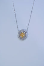 Load image into Gallery viewer, LUOWEND 18K White Gold Natural Yellow Diamond Necklace for Women