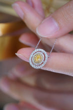 Load image into Gallery viewer, LUOWEND 18K White Gold Natural Yellow Diamond Necklace for Women