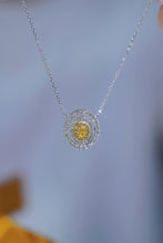Load image into Gallery viewer, LUOWEND 18K White Gold Natural Yellow Diamond Necklace for Women