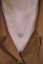 Load image into Gallery viewer, LUOWEND 18K White Gold Natural Yellow Diamond Necklace for Women