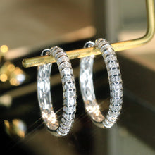 Load image into Gallery viewer, LUOWEND 18K White Gold Real Natural Diamond Earrings for Women