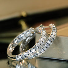Load image into Gallery viewer, LUOWEND 18K White Gold Real Natural Diamond Earrings for Women