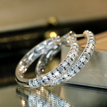 Load image into Gallery viewer, LUOWEND 18K White Gold Real Natural Diamond Earrings for Women