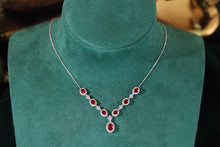 Load image into Gallery viewer, LUOWEND 18K White Gold Natural Ruby Real Diamond Necklace for Women