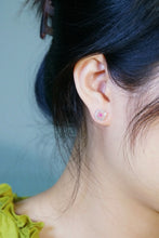 Load image into Gallery viewer, LUOWEND 18K White Gold Natural Pink Diamond Earrings for Women