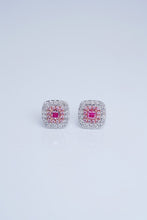 Load image into Gallery viewer, LUOWEND 18K White Gold Natural Pink Diamond Earrings for Women