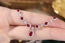 Load image into Gallery viewer, LUOWEND 18K White Gold Natural Ruby Real Diamond Necklace for Women