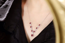 Load image into Gallery viewer, LUOWEND 18K White Gold Natural Ruby Real Diamond Necklace for Women