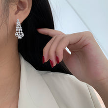 Load image into Gallery viewer, LUOWEND 18K White Gold Real Natural Diamond Drop Earrings for Women