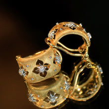Load image into Gallery viewer, LUOWEND 18K Yellow Gold Real Natural Diamond Earrings for Women