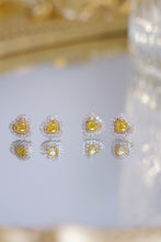 Load image into Gallery viewer, LUOWEND 18K White Gold Real Natural Yellow Diamond Stud Earrings for Women