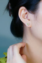 Load image into Gallery viewer, LUOWEND 18K White Gold Real Natural Yellow Diamond Stud Earrings for Women