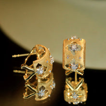 Load image into Gallery viewer, LUOWEND 18K Yellow Gold Real Natural Diamond Earrings for Women