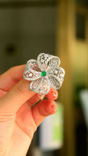 Load image into Gallery viewer, LUOWEND 18K White Gold Natural Emerald Pendant for Women