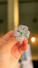 Load image into Gallery viewer, LUOWEND 18K White Gold Natural Emerald Pendant for Women