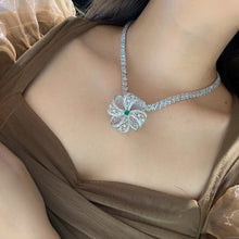 Load image into Gallery viewer, LUOWEND 18K White Gold Natural Emerald Pendant for Women