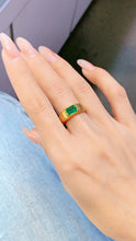 Load image into Gallery viewer, LUOWEND 18K Yellow Gold Real Natural Emerald Ring for Women