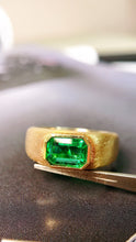Load image into Gallery viewer, LUOWEND 18K Yellow Gold Real Natural Emerald Ring for Women