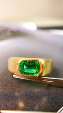 Load image into Gallery viewer, LUOWEND 18K Yellow Gold Real Natural Emerald Ring for Women