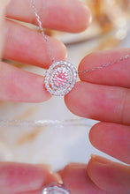 Load image into Gallery viewer, LUOWEND 18K White Gold Natural Pink Diamond Necklace for Women