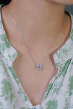 Load image into Gallery viewer, LUOWEND 18K White Gold Natural Pink Diamond Necklace for Women