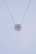 Load image into Gallery viewer, LUOWEND 18K White Gold Natural Pink Diamond Necklace for Women