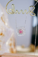 Load image into Gallery viewer, LUOWEND 18K White Gold Natural Pink Diamond Necklace for Women
