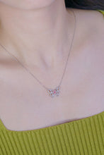 Load image into Gallery viewer, LUOWEND 18K White Gold Real Natural Pink Diamond Pendant Necklace for Women