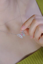 Load image into Gallery viewer, LUOWEND 18K White Gold Real Natural Pink Diamond Pendant Necklace for Women