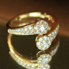 Load image into Gallery viewer, LUOWEND 18K White/Yellow Gold Fine Jewelry Real Natural Diamond Ring for Women