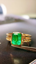 Load image into Gallery viewer, LUOWEND 18K Yellow Gold Real Natural Emerald Ring for Women