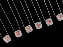 Load image into Gallery viewer, LUOWEND 18K White Gold Real Natural Pink Diamond Pendant Necklace for Women
