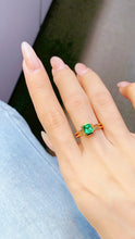 Load image into Gallery viewer, LUOWEND 18K Yellow Gold Real Natural Emerald Ring for Women