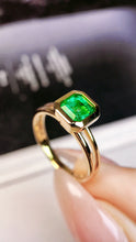 Load image into Gallery viewer, LUOWEND 18K Yellow Gold Real Natural Emerald Ring for Women