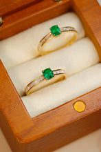 Load image into Gallery viewer, LUOWEND 18K Yellow Gold Real Natural Emerald Ring for Women