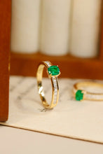 Load image into Gallery viewer, LUOWEND 18K Yellow Gold Real Natural Emerald Ring for Women