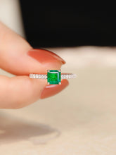 Load image into Gallery viewer, LUOWEND 18K White Gold Real Natural Emerald Ring for Women