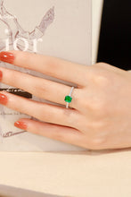Load image into Gallery viewer, LUOWEND 18K White Gold Real Natural Emerald Ring for Women