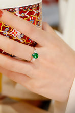 Load image into Gallery viewer, LUOWEND 18K White Gold Real Natural Emerald Ring for Women