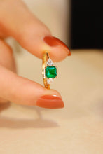 Load image into Gallery viewer, LUOWEND 18K Yellow Gold Real Natural Emerald Ring for Women