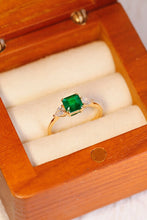 Load image into Gallery viewer, LUOWEND 18K Yellow Gold Real Natural Emerald Ring for Women