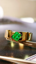 Load image into Gallery viewer, LUOWEND 18K Yellow Gold Real Natural Emerald Ring for Women